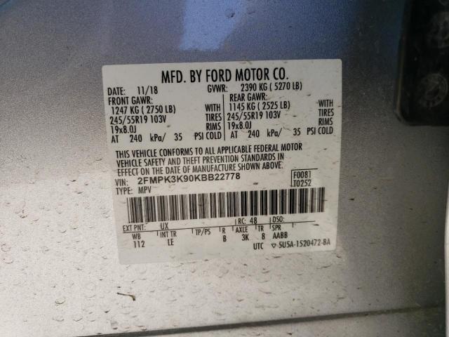 Photo 14 from auction – 2019 FORD EDGE TITAN with VIN 2FMPK3K90KBB22778