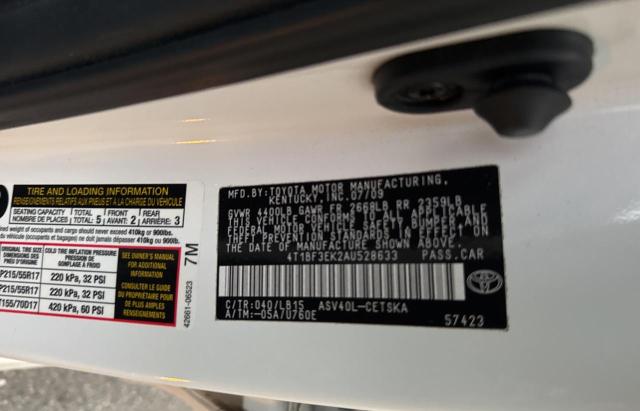 Photo 10 from auction – 2010 TOYOTA CAMRY BASE with VIN 4T1BF3EK2AU528633