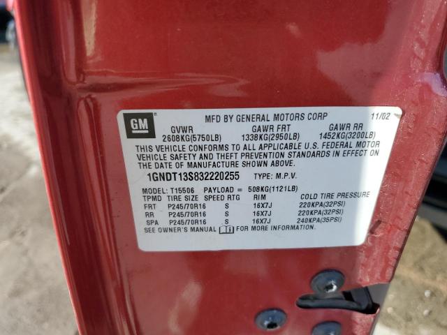 Photo 14 from auction – 2003 CHEVROLET TRAILBLAZE with VIN 1GNDT13S832220255