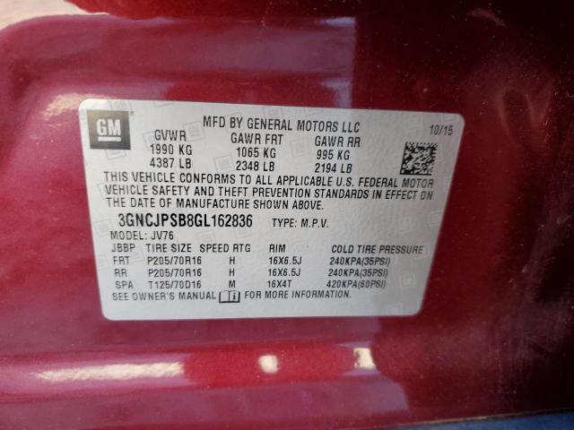 Photo 14 from auction – 2016 CHEVROLET TRAX 1LT with VIN 3GNCJPSB8GL162836