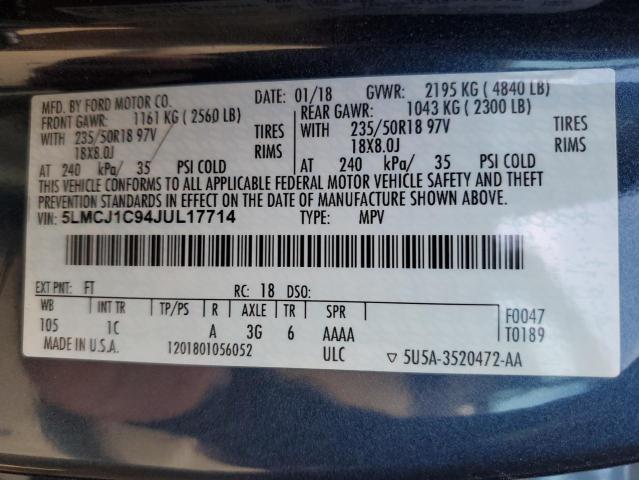 Photo 14 from auction – 2018 LINCOLN MKC PREMIE with VIN 5LMCJ1C94JUL17714