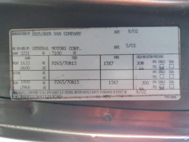 Photo 14 from auction – 2002 GMC SAVANA RV with VIN 1GDFG15R821213080