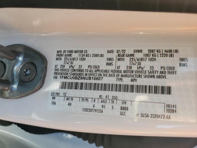 Photo 14 from auction – 2022 FORD ESCAPE SE with VIN 1FMCU0BZ9NUB16807
