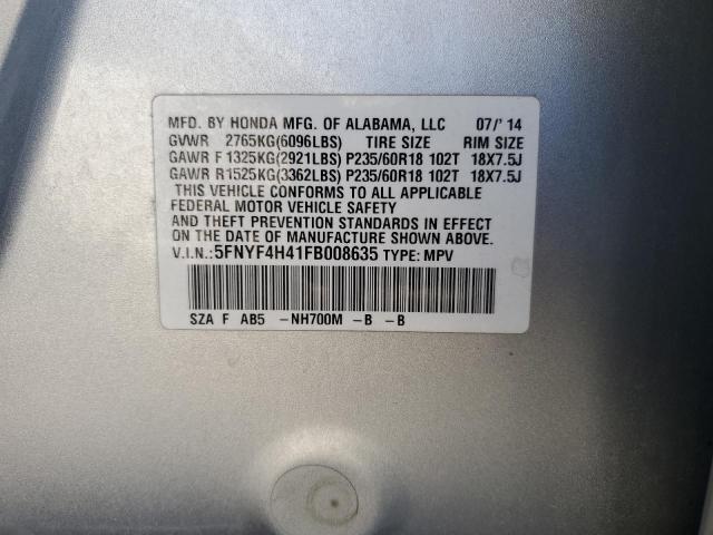 Photo 14 from auction – 2015 HONDA PILOT EX with VIN 5FNYF4H41FB008635