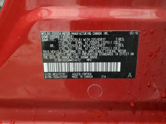 Photo 14 from auction – 2010 TOYOTA RAV4 with VIN 2T3BF4DV3AW054412