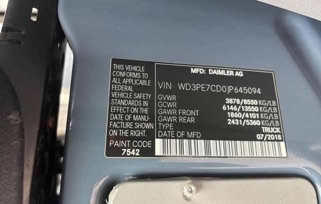 Photo 10 from auction – 2018 MERCEDES-BENZ SPRINTER 2 with VIN WD3PE7CD0JP645094