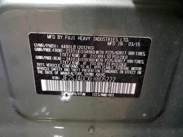 Photo 14 from auction – 2015 SUBARU FORESTER 2 with VIN JF2SJAGCXFH805222