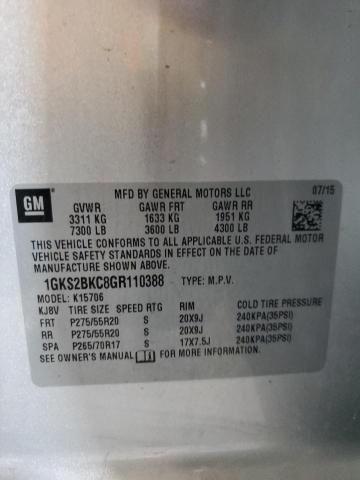 Photo 14 from auction – 2016 GMC YUKON SLT with VIN 1GKS2BKC8GR110388
