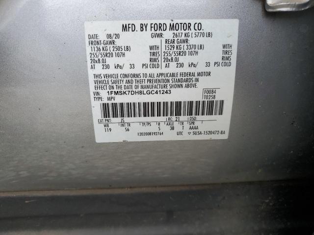 Photo 14 from auction – 2020 FORD EXPLORER X with VIN 1FMSK7DH8LGC41243