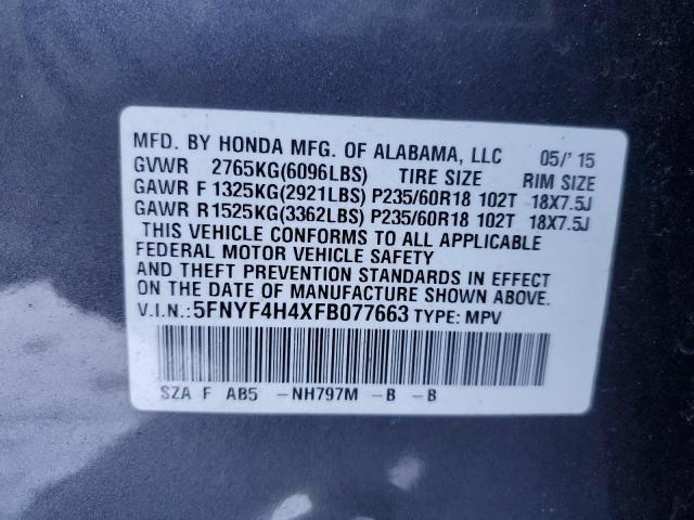 Photo 14 from auction – 2015 HONDA PILOT EX with VIN 5FNYF4H4XFB077663
