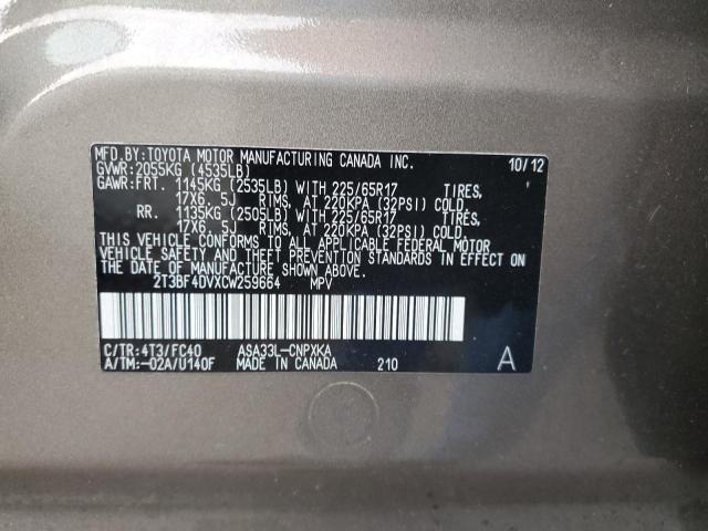 Photo 14 from auction – 2012 TOYOTA RAV4 with VIN 2T3BF4DVXCW259664