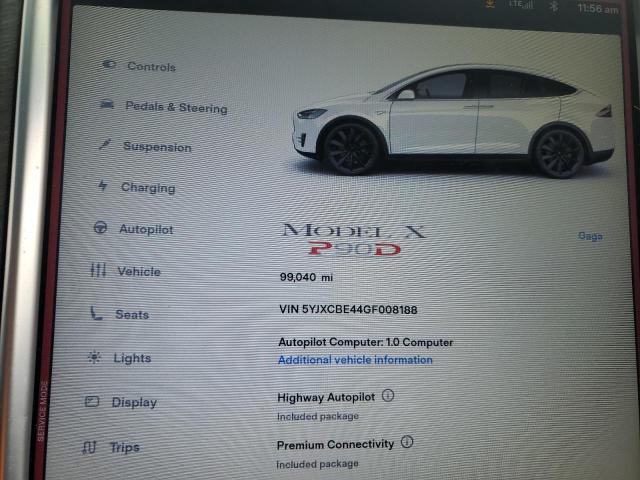 Photo 9 from auction – 2016 TESLA MODEL X with VIN 5YJXCBE44GF008188