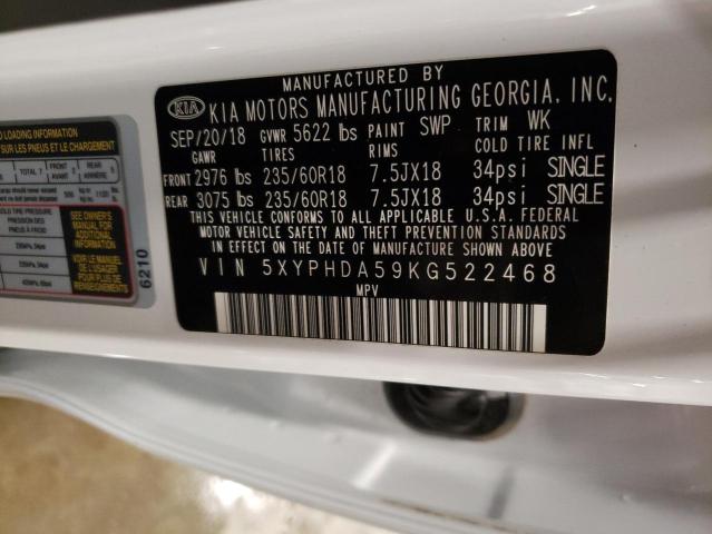 Photo 14 from auction – 2019 KIA SORENTO EX with VIN 5XYPHDA59KG522468