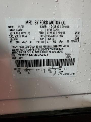 Zdjęcie 14 z aukcji – 2021 FORD EDGE SEL z VIN 2FMPK4J92MBA35281