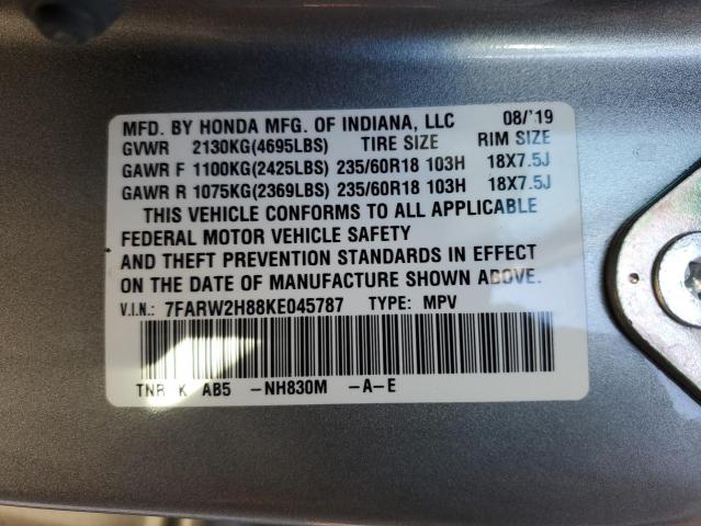 Photo 14 from auction – 2019 HONDA CR-V EXL with VIN 7FARW2H88KE045787