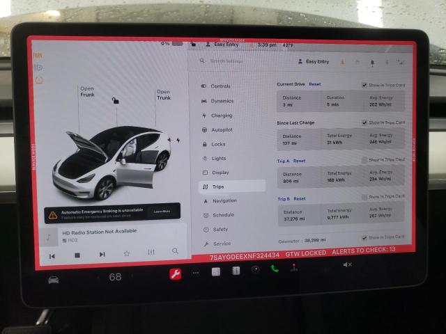 Photo 9 from auction – 2022 TESLA MODEL Y with VIN 7SAYGDEEXNF324434