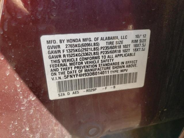 Photo 14 from auction – 2013 HONDA PILOT TOUR with VIN 5FNYF4H93DB014011