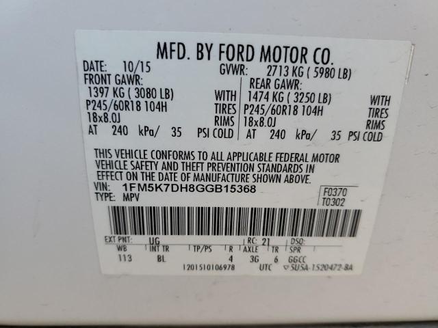 Photo 14 from auction – 2016 FORD EXPLORER X with VIN 1FM5K7DH8GGB15368