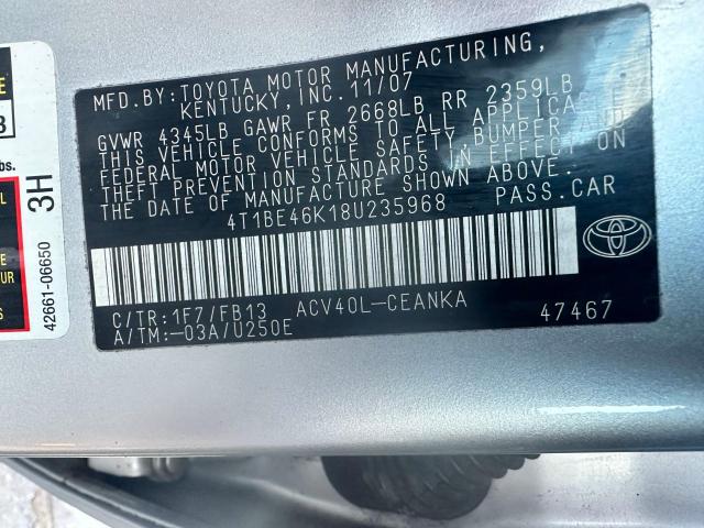 Photo 10 from auction – 2008 TOYOTA CAMRY CE with VIN 4T1BE46K18U235968
