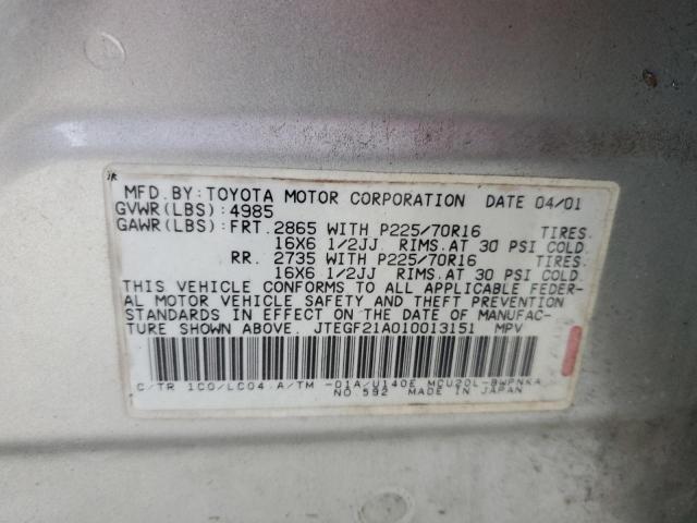 Photo 14 from auction – 2001 TOYOTA HIGHLANDER with VIN JTEGF21A010013151