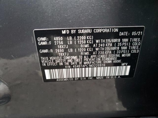 Photo 14 from auction – 2021 SUBARU OUTBACK TO with VIN 4S4BTAPC1M3220916