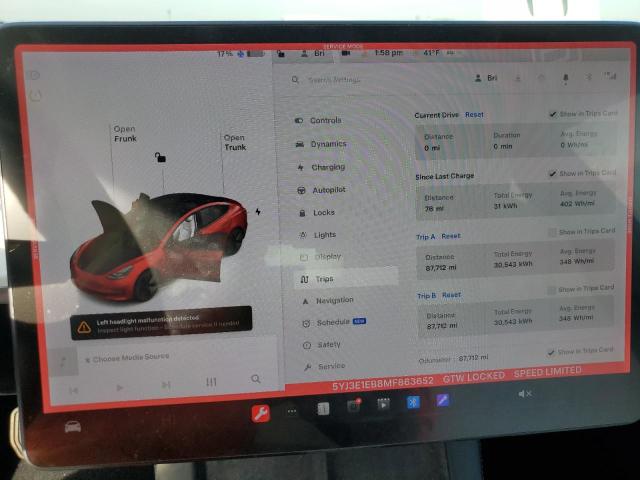 Photo 9 from auction – 2021 TESLA MODEL 3 with VIN 5YJ3E1EB8MF863652