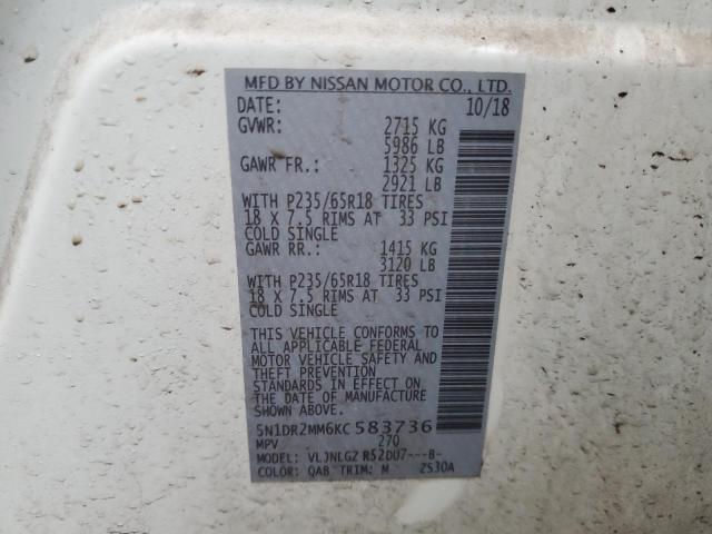 Photo 14 from auction – 2019 NISSAN PATHFINDER with VIN 5N1DR2MM6KC583736