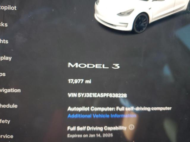 Photo 9 from auction – 2023 TESLA MODEL 3 with VIN 5YJ3E1EA5PF638228