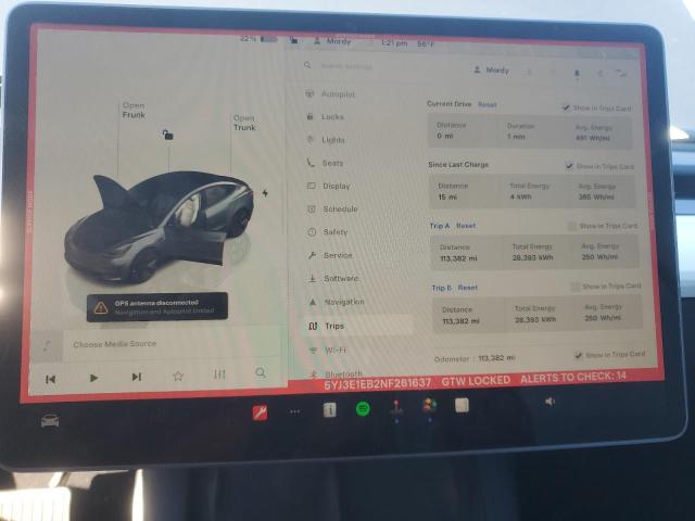 Photo 9 from auction – 2022 TESLA MODEL 3 with VIN 5YJ3E1EB2NF261637