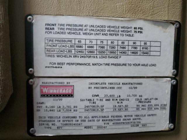 Photo 10 from auction – 1999 FREIGHTLINER CHASSIS X with VIN 4UZHXFBC2XCF28784