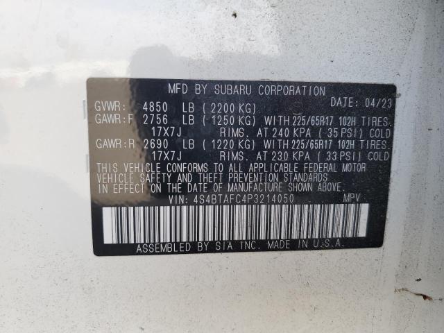 Photo 14 from auction – 2023 SUBARU OUTBACK PR with VIN 4S4BTAFC4P3214050
