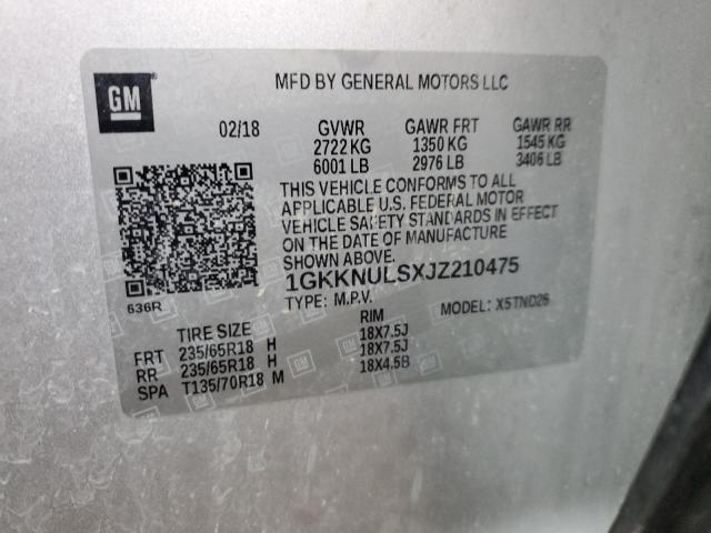 Photo 14 from auction – 2018 GMC ACADIA SLT with VIN 1GKKNULSXJZ210475