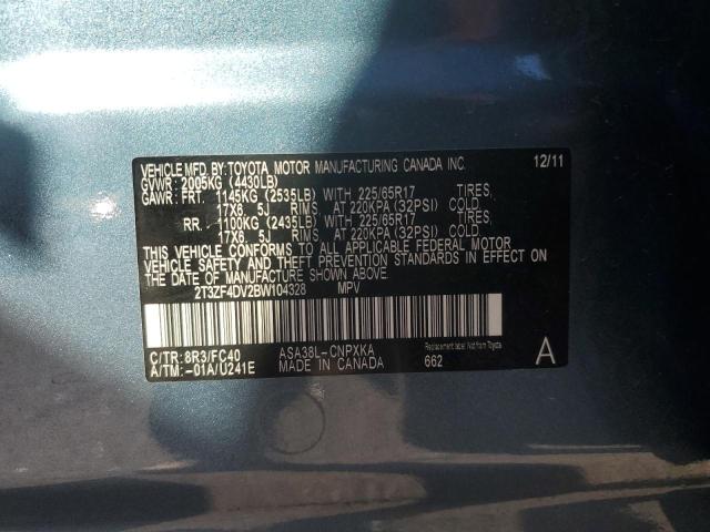 Photo 14 from auction – 2011 TOYOTA RAV4 with VIN 2T3ZF4DV2BW104328