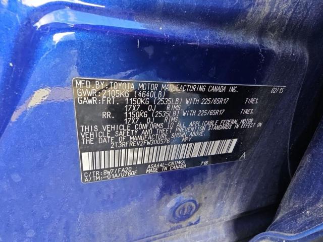 Photo 10 from auction – 2015 TOYOTA RAV4 XLE with VIN 2T3RFREV2FW300576