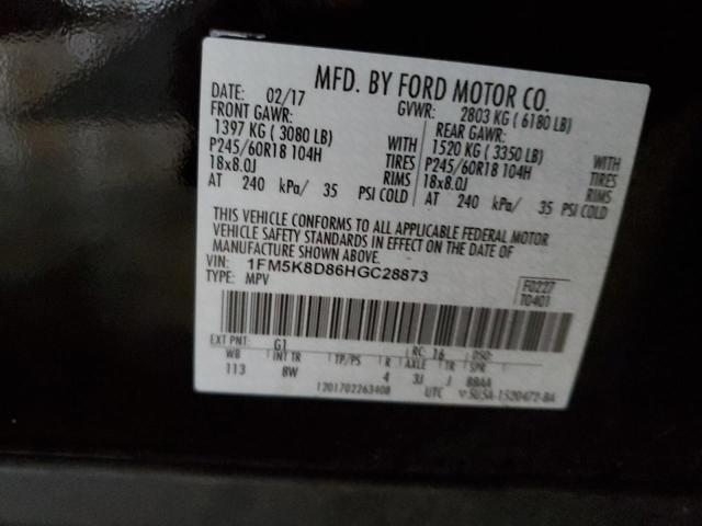 Photo 14 from auction – 2017 FORD EXPLORER X with VIN 1FM5K8D86HGC28873