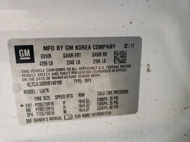 Photo 14 from auction – 2017 CHEVROLET TRAX with VIN KL7CJLSB0HB140198