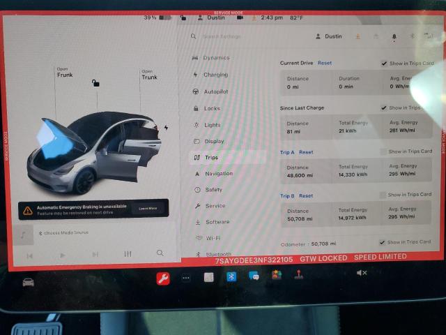Photo 9 from auction – 2022 TESLA MODEL Y with VIN 7SAYGDEE3NF322105