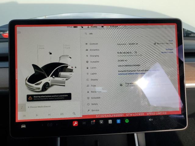 Photo 9 from auction – 2020 TESLA MODEL 3 with VIN 5YJ3E1EA5LF658991