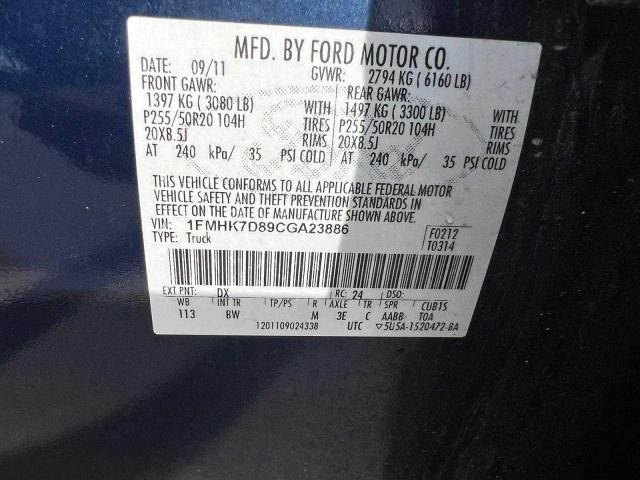 Photo 10 from auction – 2012 FORD EXPLORER X with VIN 1FMHK7D89CGA23886