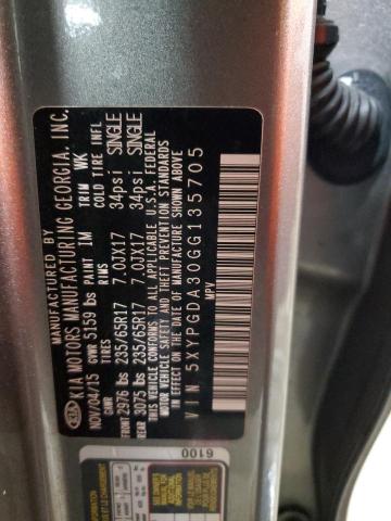 Photo 14 from auction – 2016 KIA SORENTO LX with VIN 5XYPGDA30GG135705