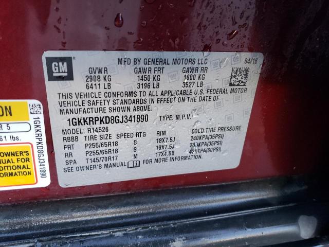 Photo 14 from auction – 2016 GMC ACADIA SLE with VIN 1GKKRPKD8GJ341890