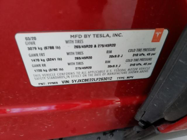 Photo 14 from auction – 2020 TESLA MODEL X with VIN 5YJXCBE22LF263012