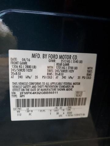 Photo 14 from auction – 2016 FORD EDGE TITAN with VIN 2FMPK4K92GBB56511
