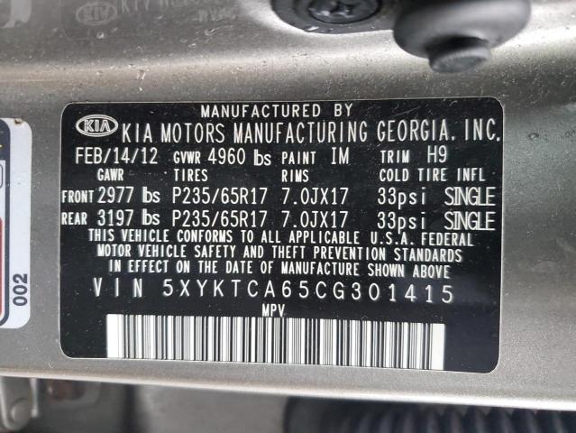 Photo 14 from auction – 2012 KIA SORENTO BA with VIN 5XYKTCA65CG301415