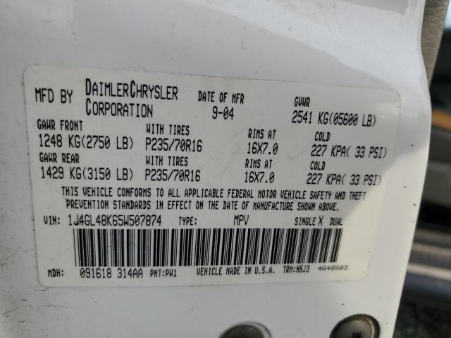 Photo 14 from auction – 2005 JEEP LIBERTY SP with VIN 1J4GL48K65W507874