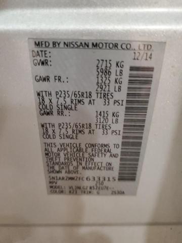Photo 14 from auction – 2015 NISSAN PATHFINDER with VIN 5N1AR2MM2FC633315