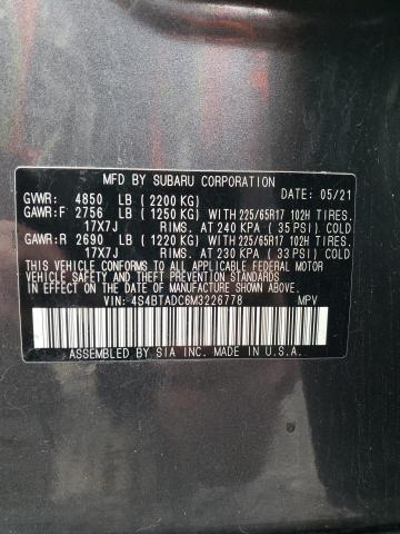 Photo 14 from auction – 2021 SUBARU OUTBACK PR with VIN 4S4BTADC6M3226778