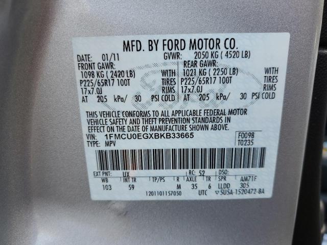 Photo 14 from auction – 2011 FORD ESCAPE LIM with VIN 1FMCU0EGXBKB33665