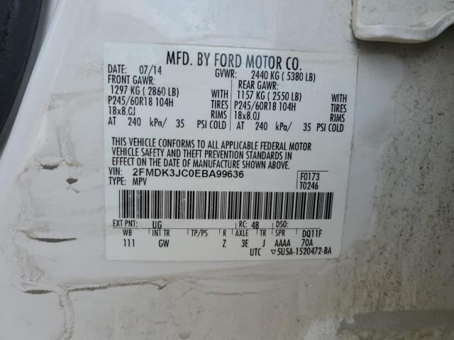 Photo 14 from auction – 2014 FORD EDGE SEL with VIN 2FMDK3JC0EBA99636