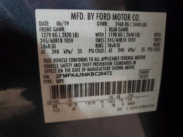 Photo 14 from auction – 2019 FORD EDGE SEL with VIN 2FMPK4J94KBC26472
